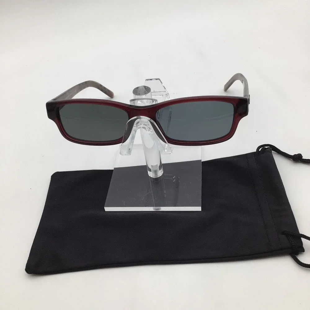 Burberry Womens Dark Red Check Temple Rectangular Sunglasses Made in Italy NEW